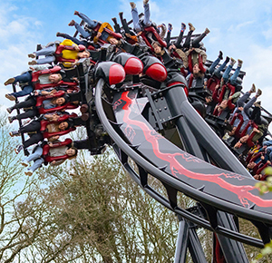 Thrillseekers test the brand new Nemesis Reborn rollercoaster at Alton Towers Resort, Staffordshire